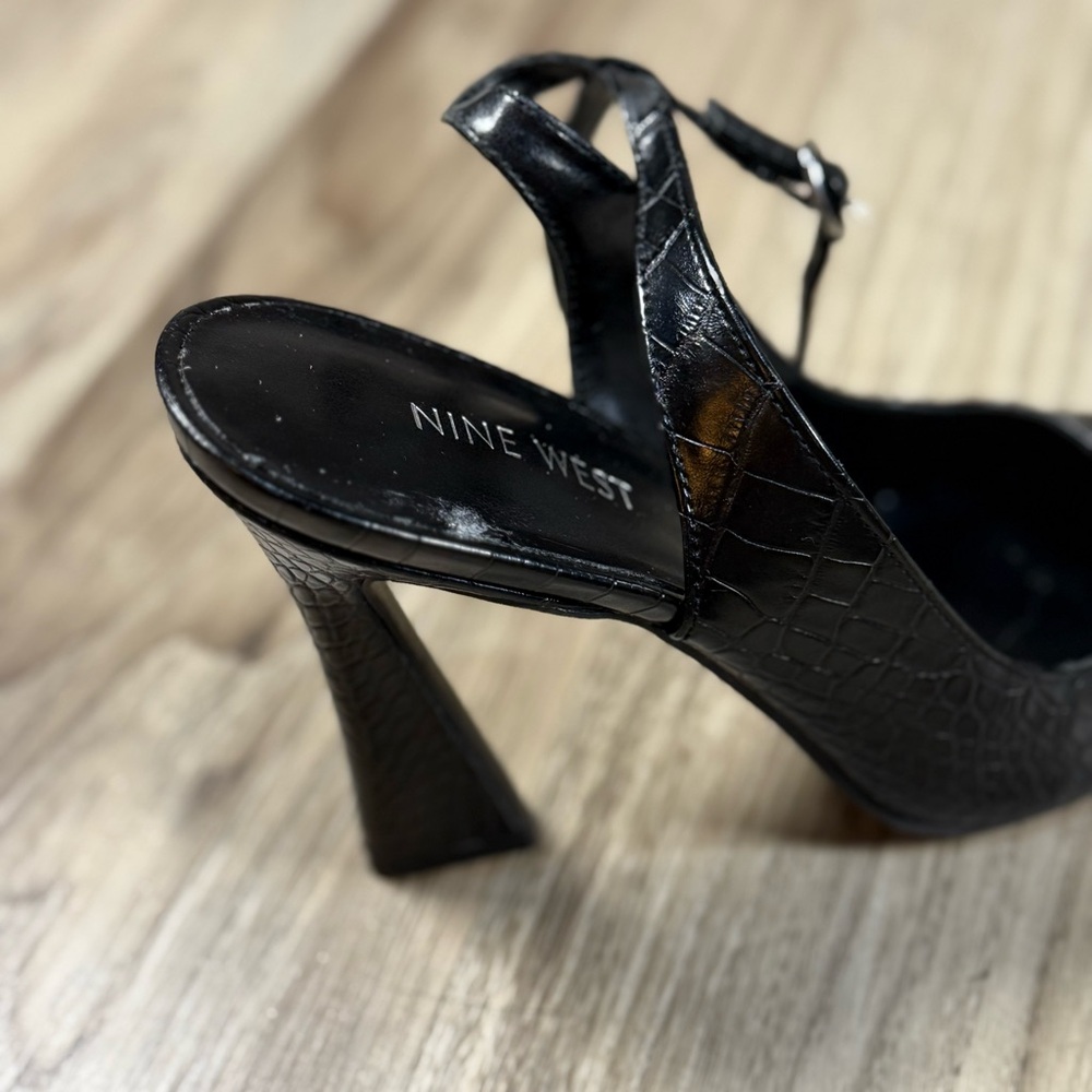 Nine West Black Croc-Pattern Heels - Picture 11 of 16